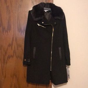 Via Spiga Coat with Faux Fur